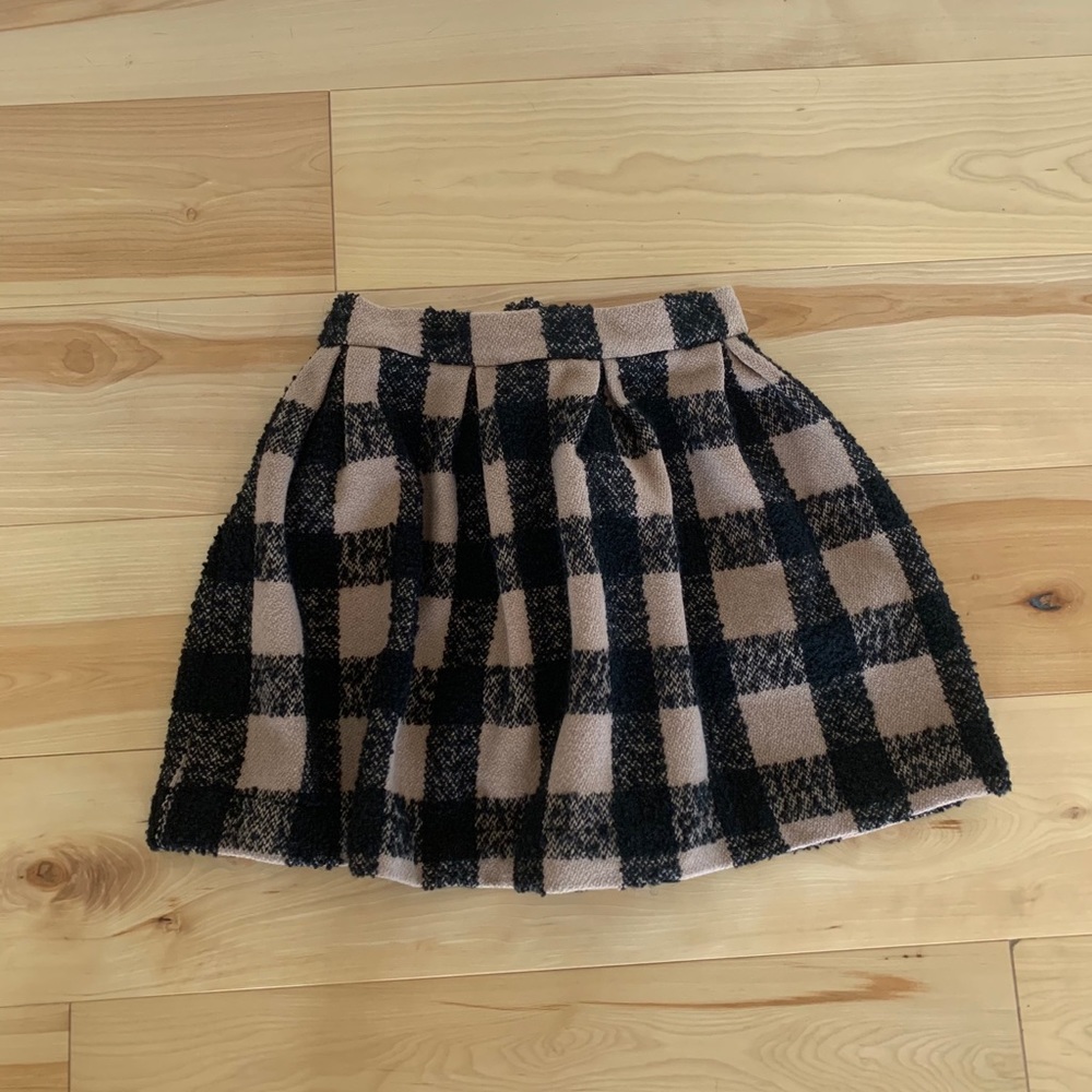 Honey Punch black and tan wool skirt